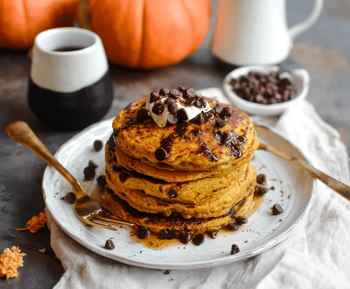 Spiced Pumpkin Chocolate Chip Pancakes