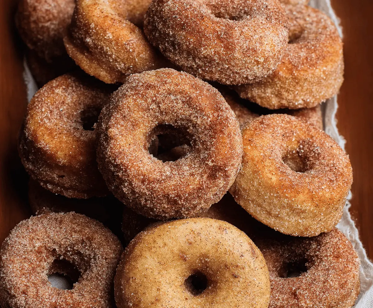 Freshly glazed apple cider donuts on a rustic wooden plate, perfect for fall treats and cozy mornings.