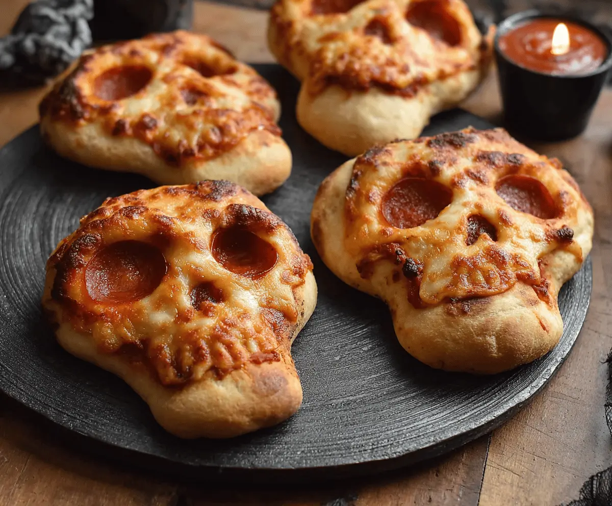 Cheesy Halloween Pizza Skulls