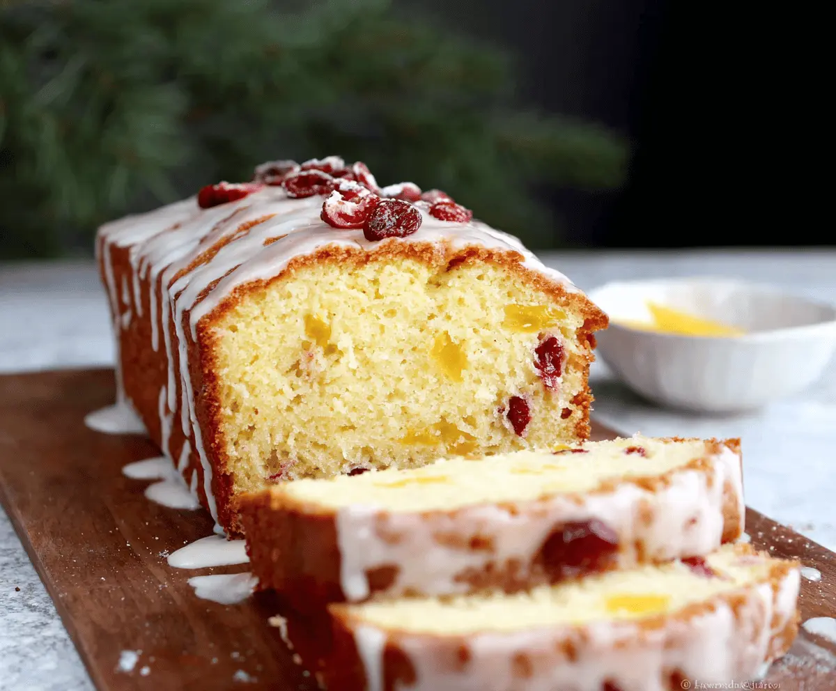 Delicious Cranberry Orange Pound Cake with vibrant berries and citrus glaze