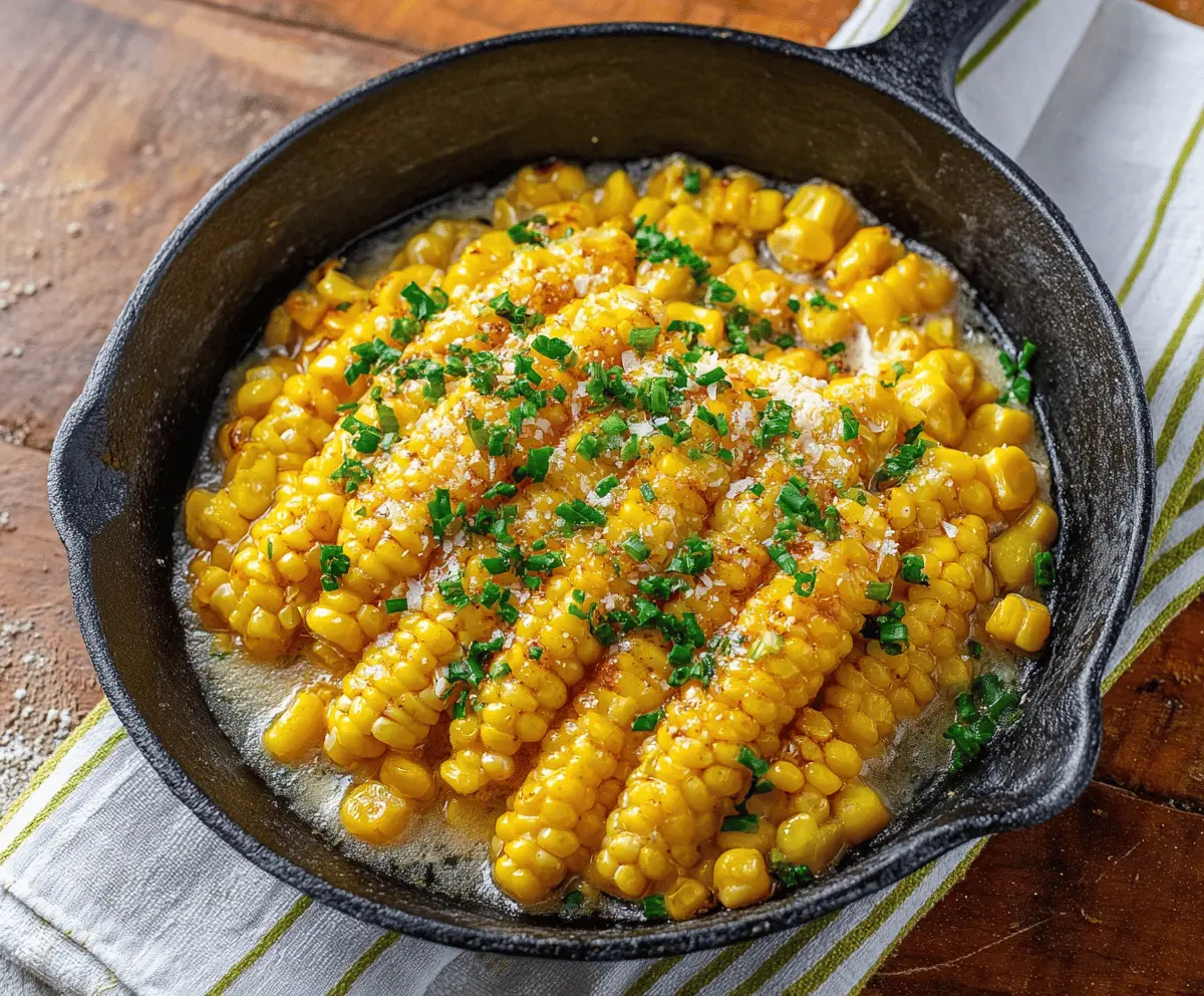 Delicious honey butter skillet corn served in a rustic dish, perfect for summer barbecues