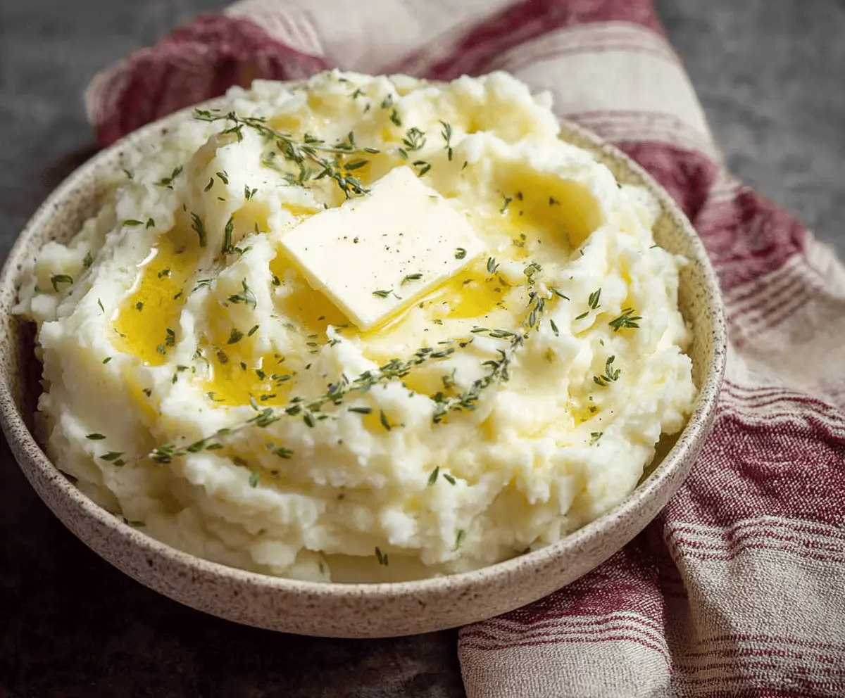 Creamy and fluffy Instant Pot mashed potatoes served in a white bowl, perfect for cozy dinners.