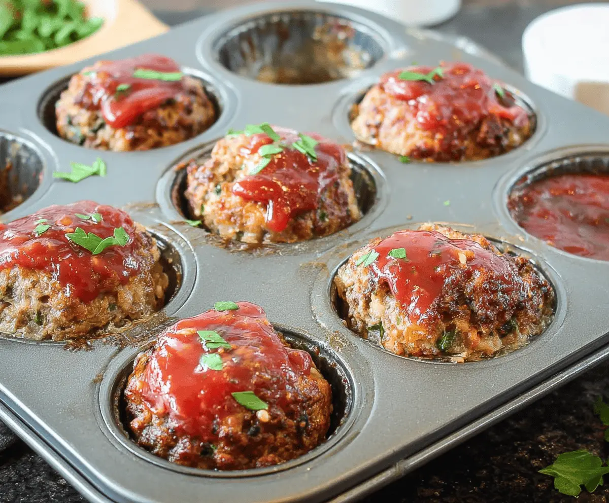 Delicious Muffin Tin Meatloaf served on a plate, garnished with fresh herbs and a side of vegetables