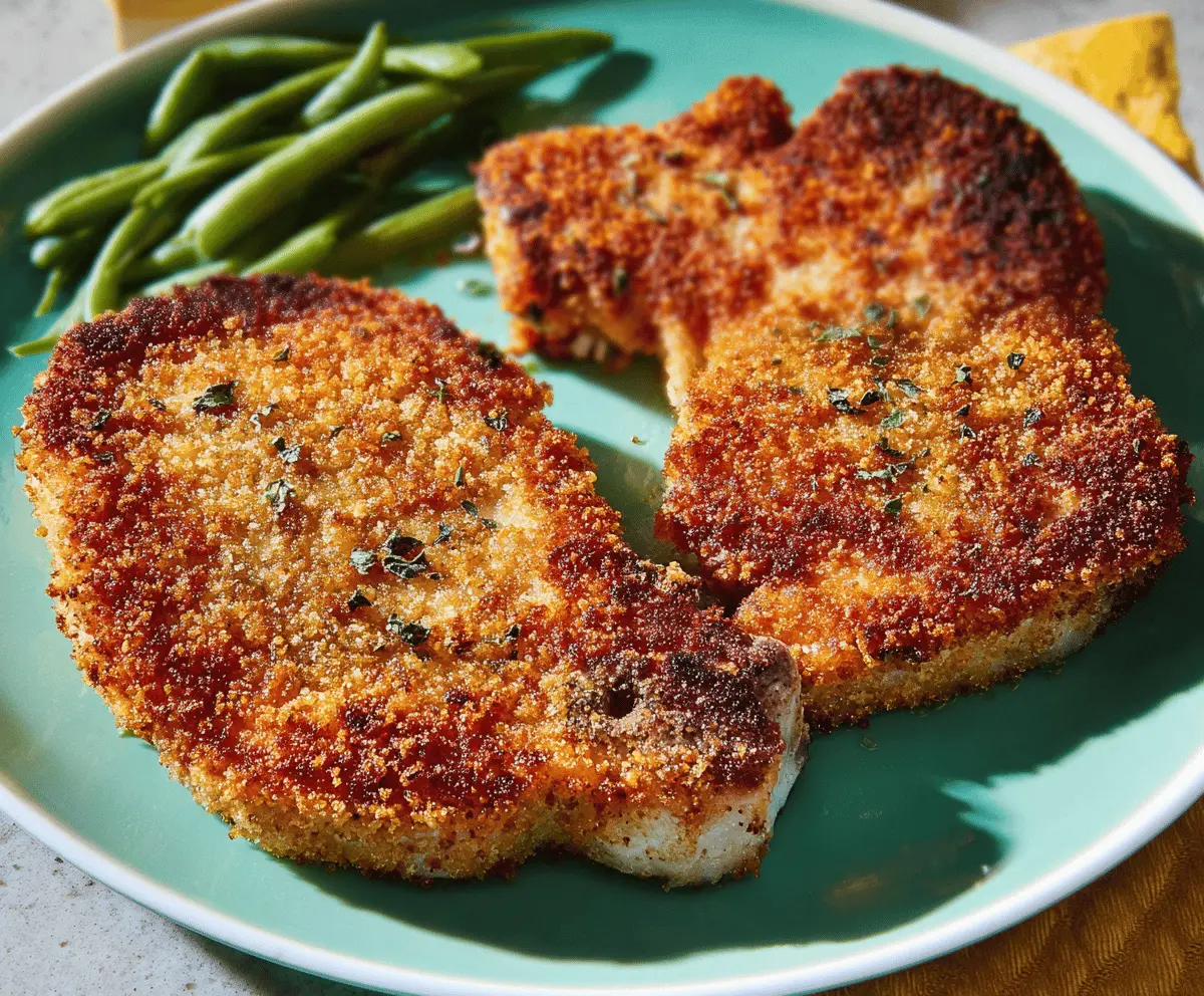 Golden panko crusted pork chops served on a plate, ready to enjoy with a crispy, flavorful coating