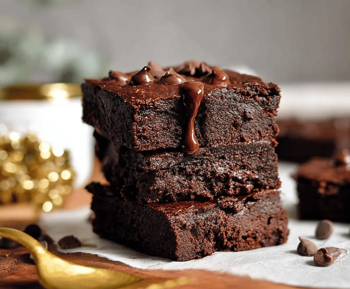 Delicious homemade sweet potato chocolate brownies topped with melted chocolate and a sprinkle of nuts, perfect for a healthy dessert