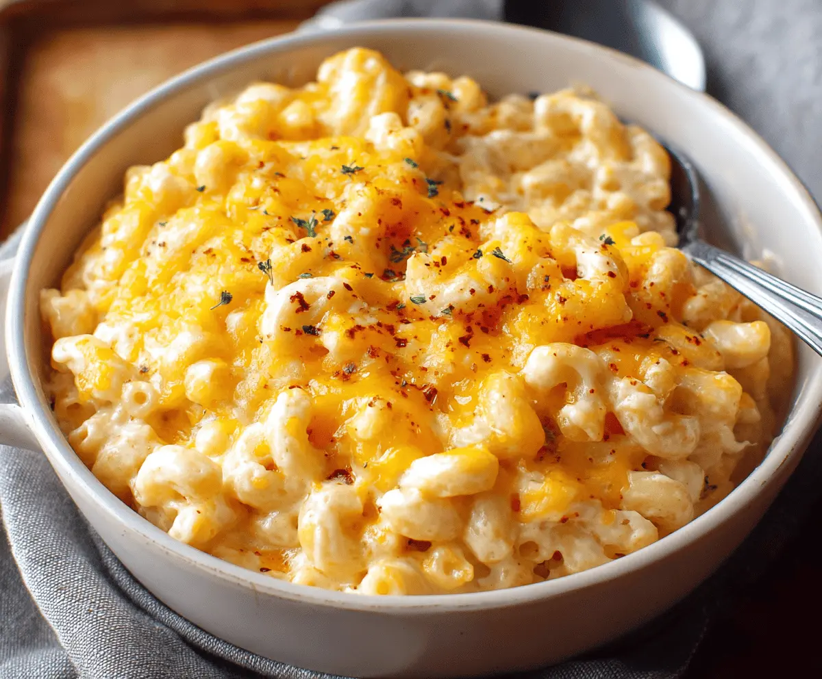 Delicious high-protein mac and cheese with creamy cheese sauce and pasta.