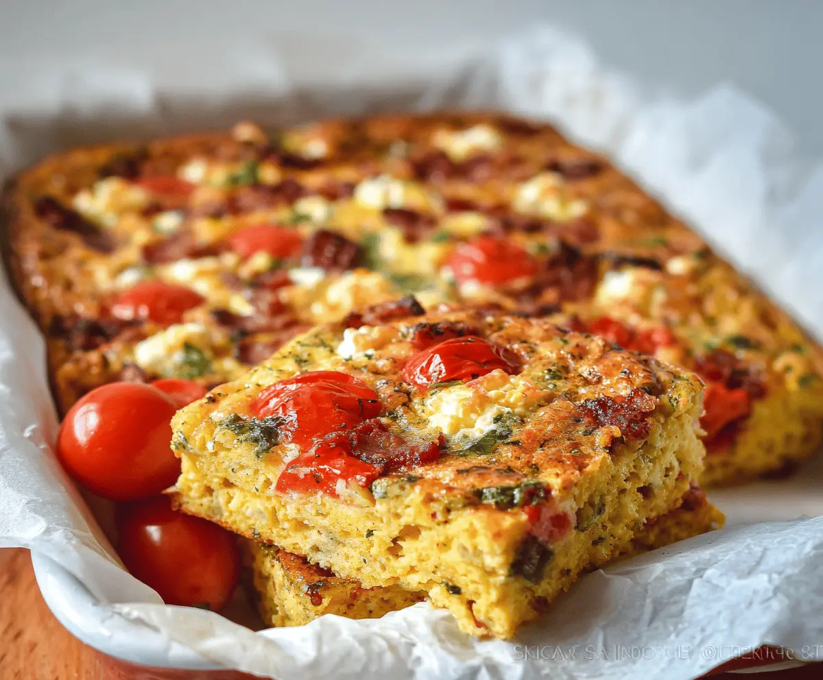 Delicious high-protein cottage cheese breakfast casserole topped with fresh herbs, perfect for healthy mornings.