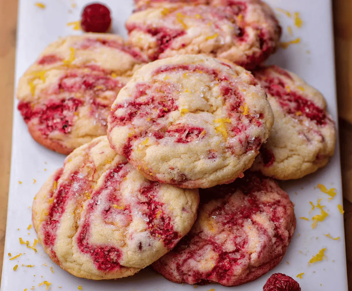 Delicious Lemonade Raspberry Cookies with fresh berries and zesty lemon flavor.