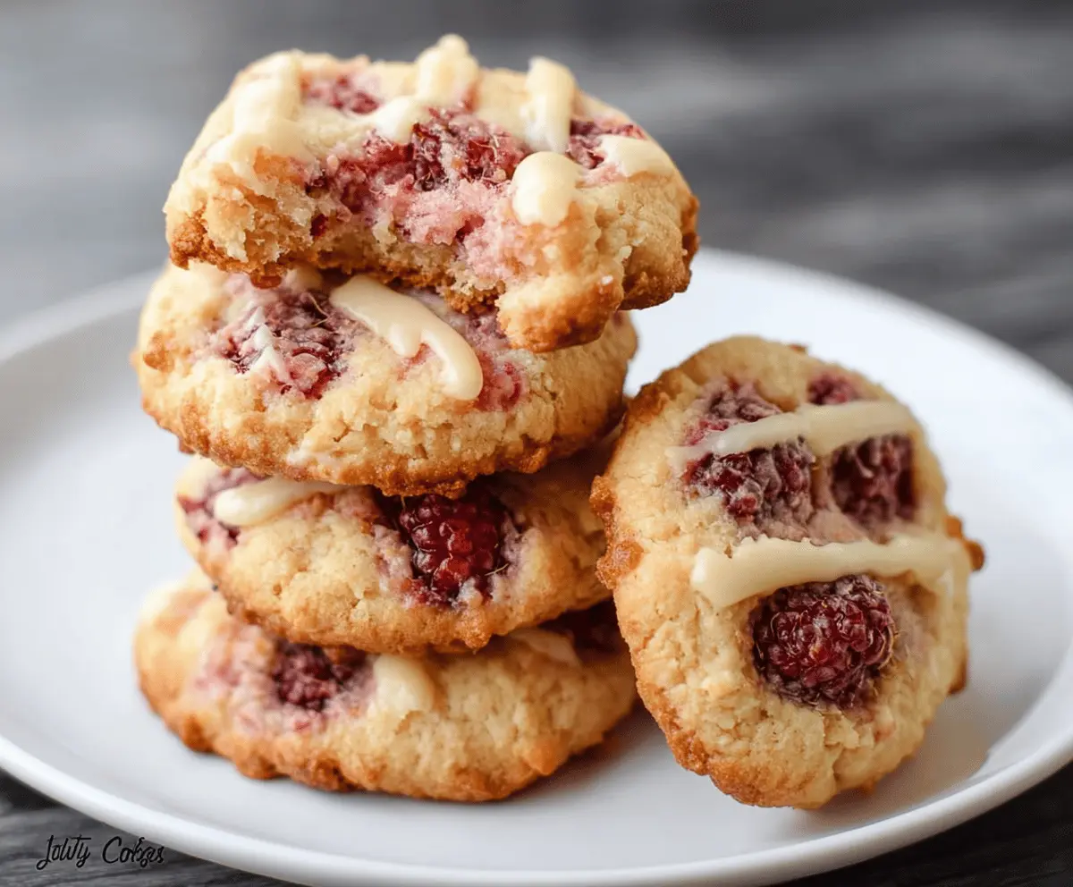 Low carb raspberry cheesecake cookies on a plate, featuring a creamy cheese filling with fresh raspberries, perfect for keto dessert enthusiasts.