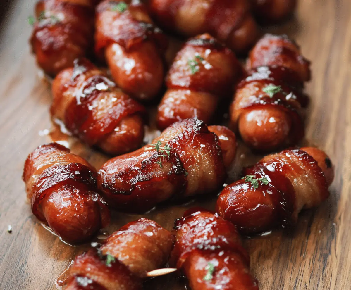 Delicious Maple Glazed Cocktail Smokies served on a platter, perfect for parties and gatherings.