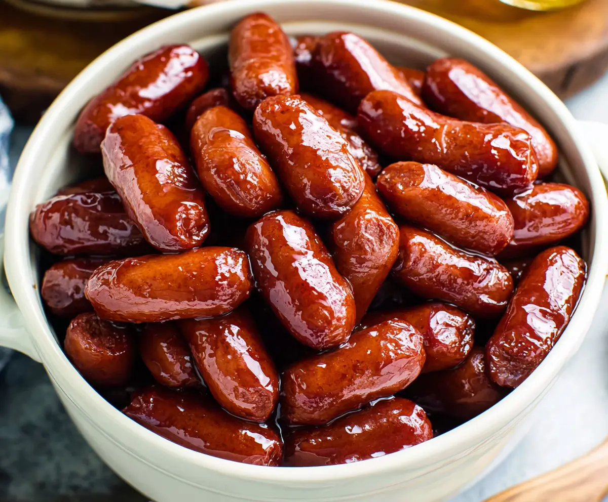 Crockpot Little Smokies served in a bowl, perfect for party appetizers.