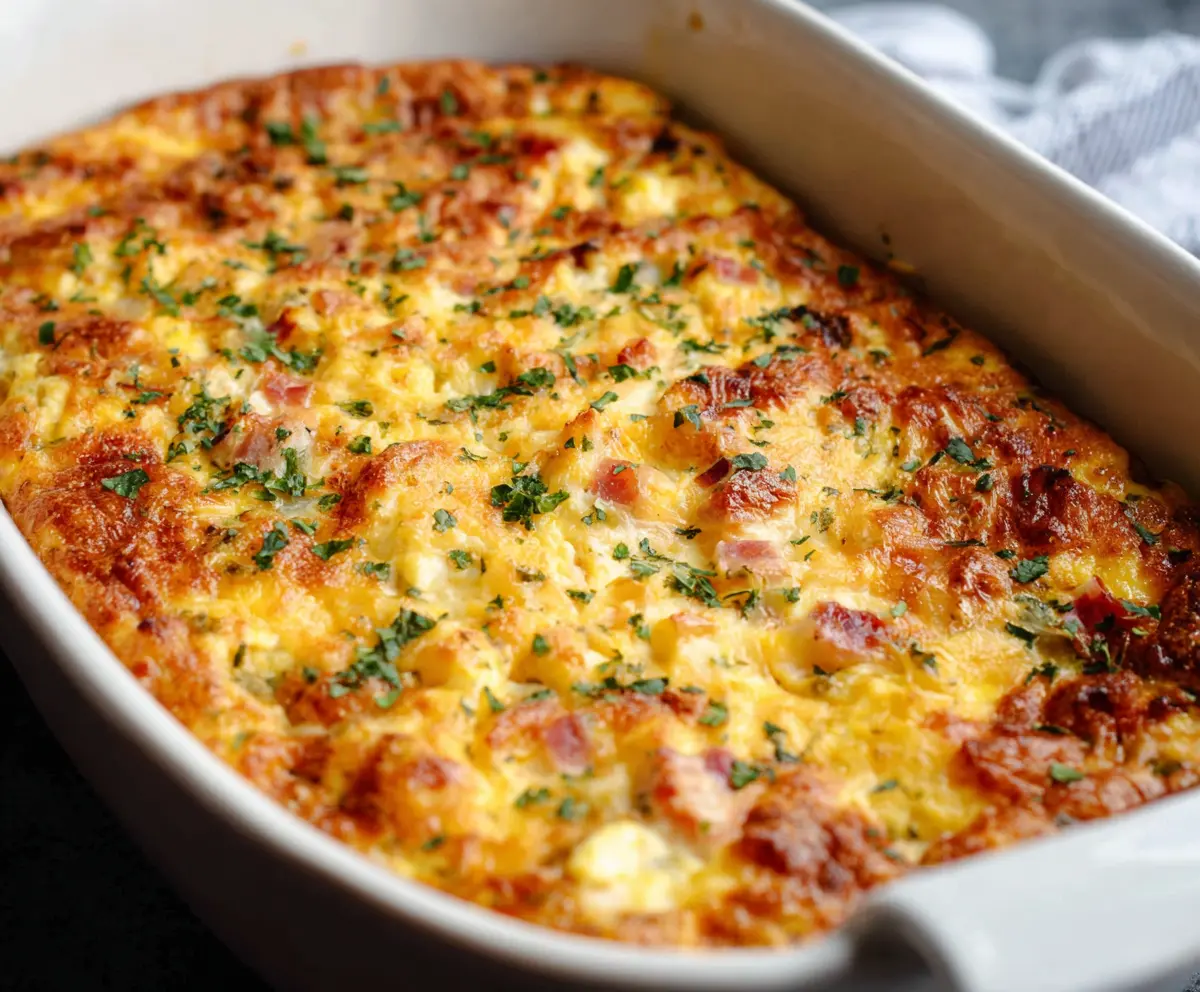 Delicious egg and hashbrown casserole baked to golden perfection, perfect for breakfast or brunch.