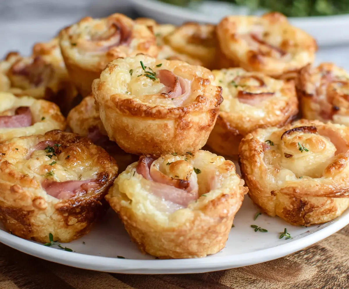 Delicious ham and cheese bites served as a tasty appetizer or snack.