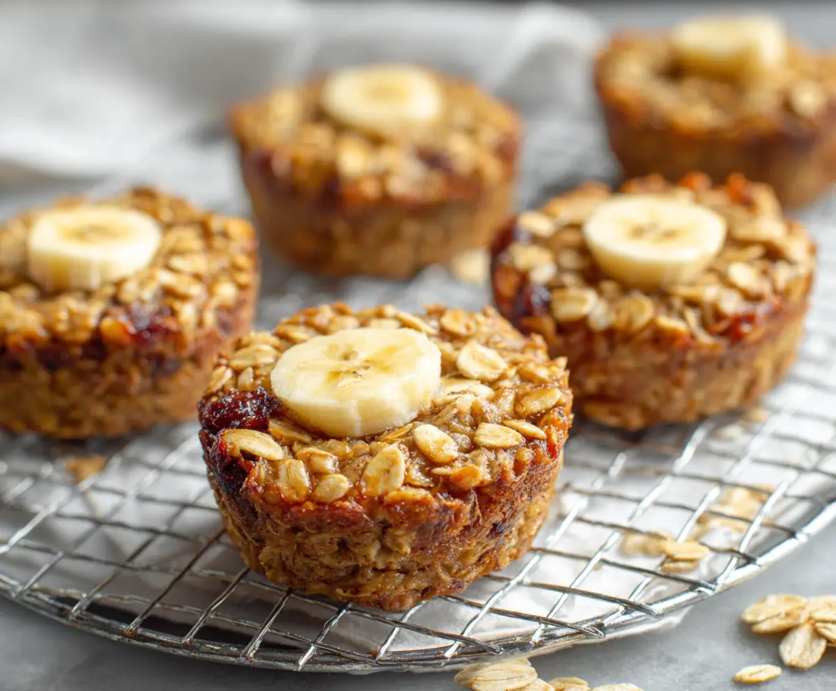 Healthy banana oatmeal cups perfect for breakfast or snacks, featuring ripe bananas and oats.