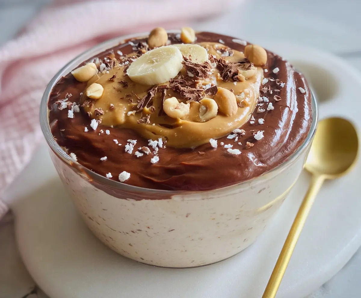 Creamy Chocolate Peanut Butter Cottage Cheese bowl with a smooth texture and rich flavor.