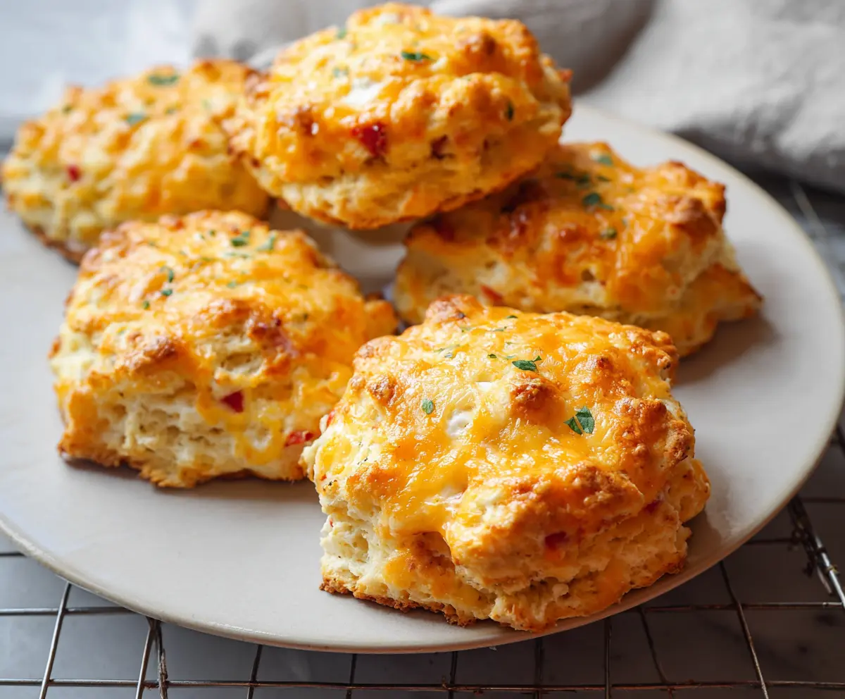 Delicious cottage cheese breakfast biscuits fresh out of the oven, perfect for a healthy morning breakfast.