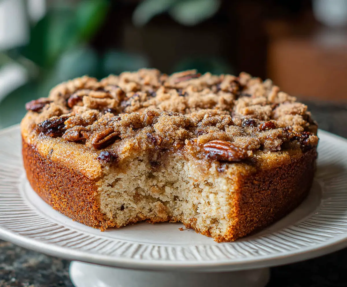 Delicious Sourdough Breakfast Cake with fresh ingredients and golden crust served on a plate.