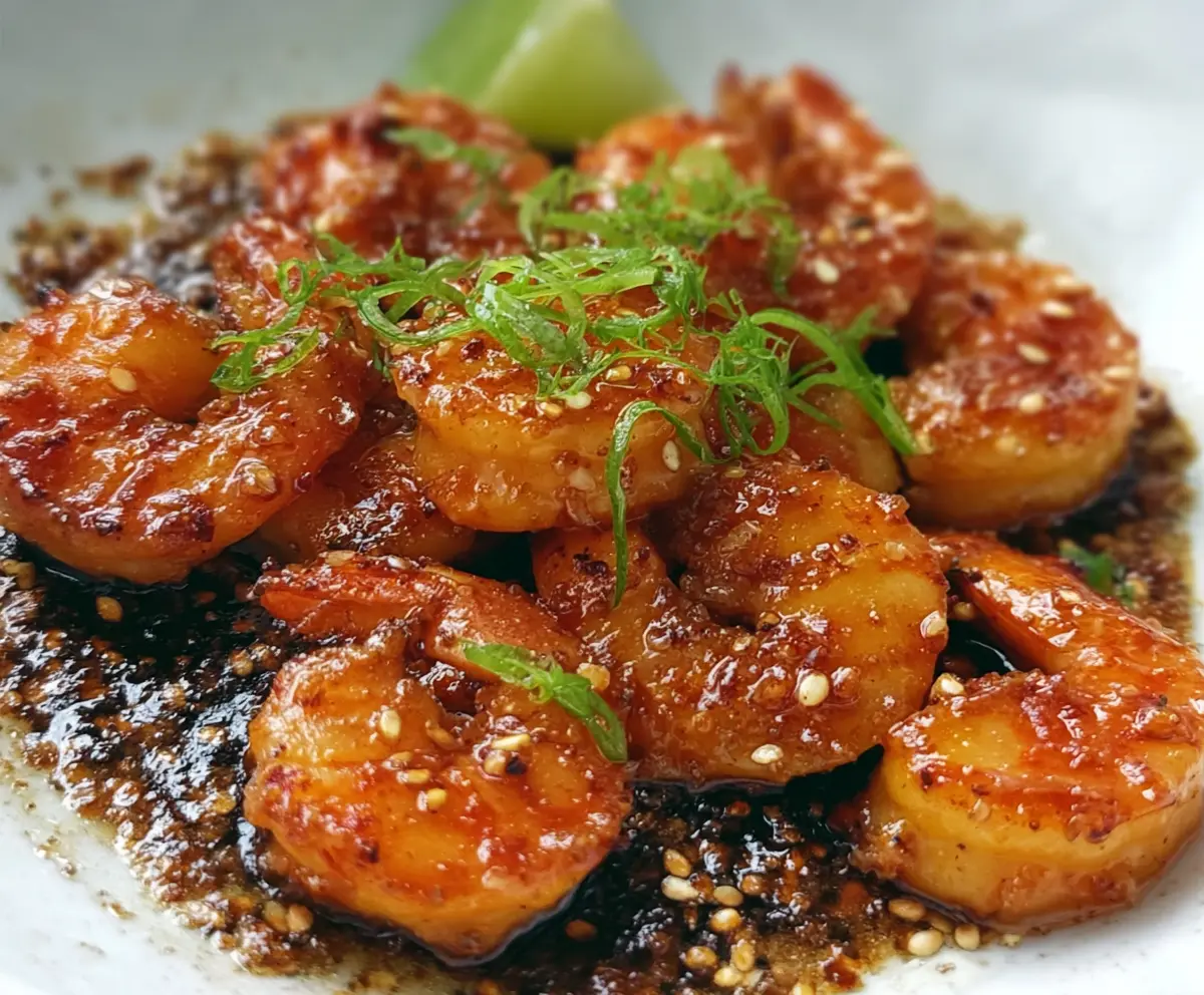 Delicious Ginger Honey Glazed Shrimp served on a plate with fresh herbs