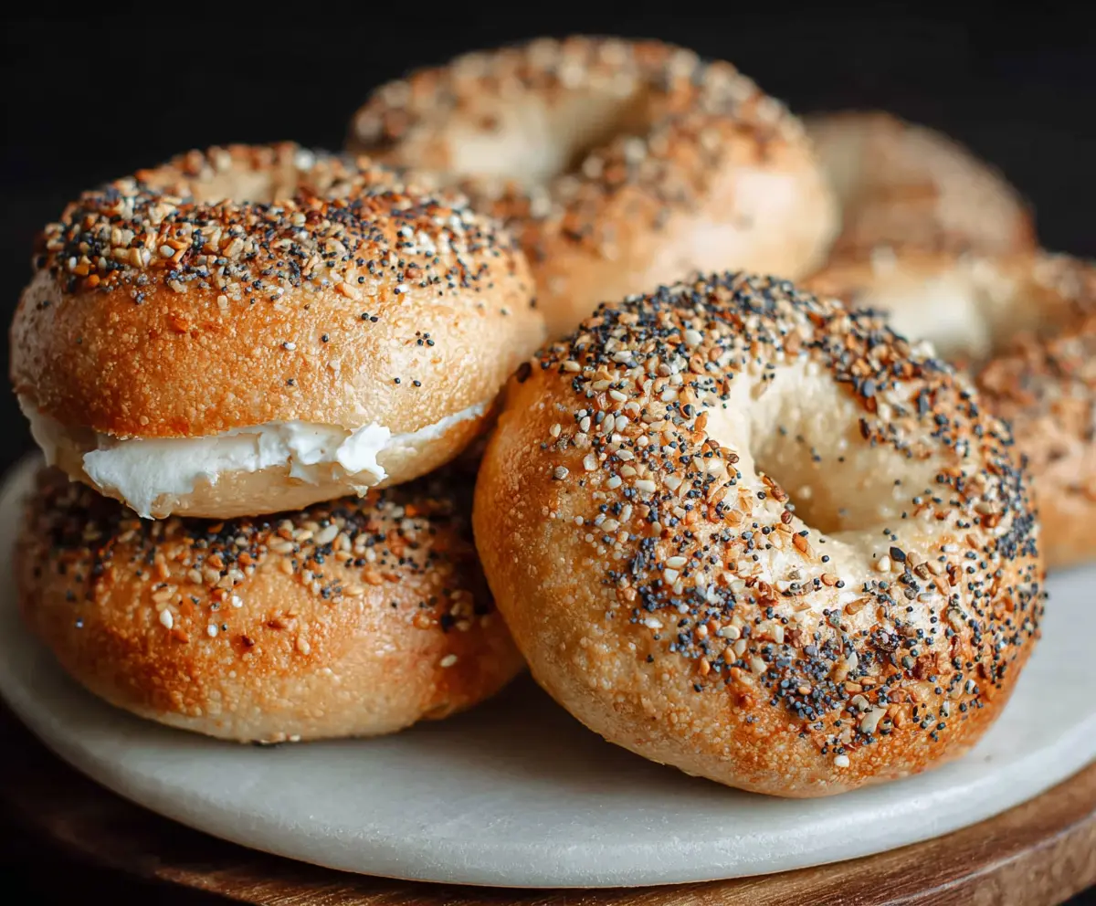 Delicious homemade overnight sourdough bagels fresh from the oven.