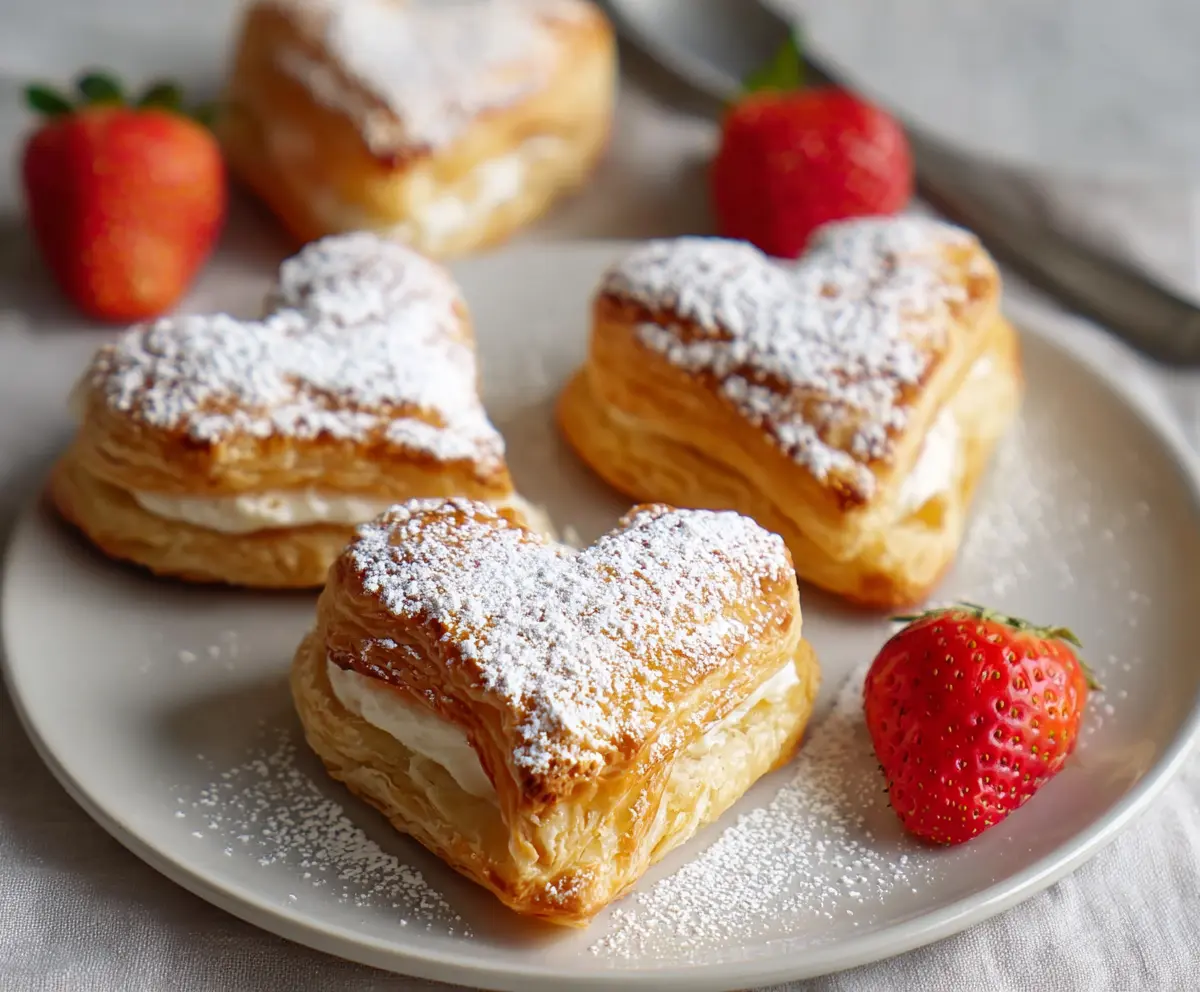 Delicious puff pastry hearts filled with sweet or savory ingredients for a charming appetizer.