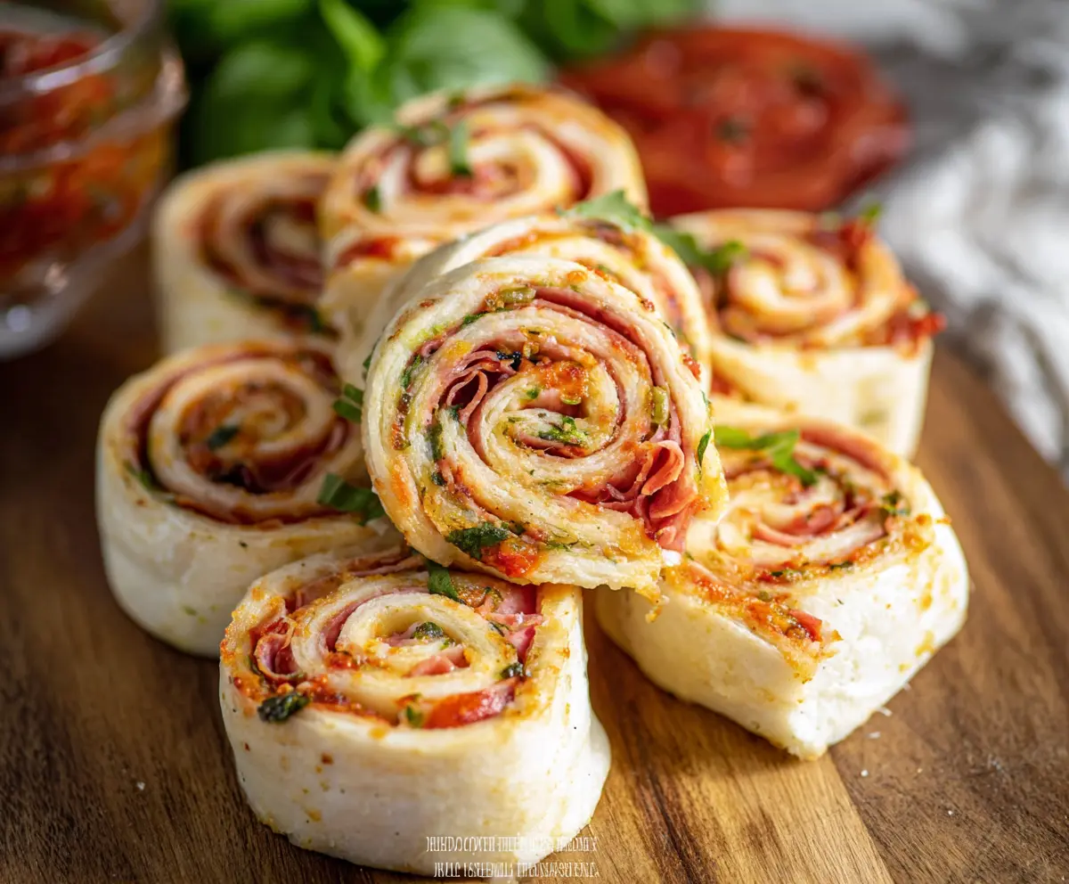 Delicious Zesty Italian Pinwheels on a serving plate, showcasing golden-brown pastry filled with flavorful herbs and cheese.