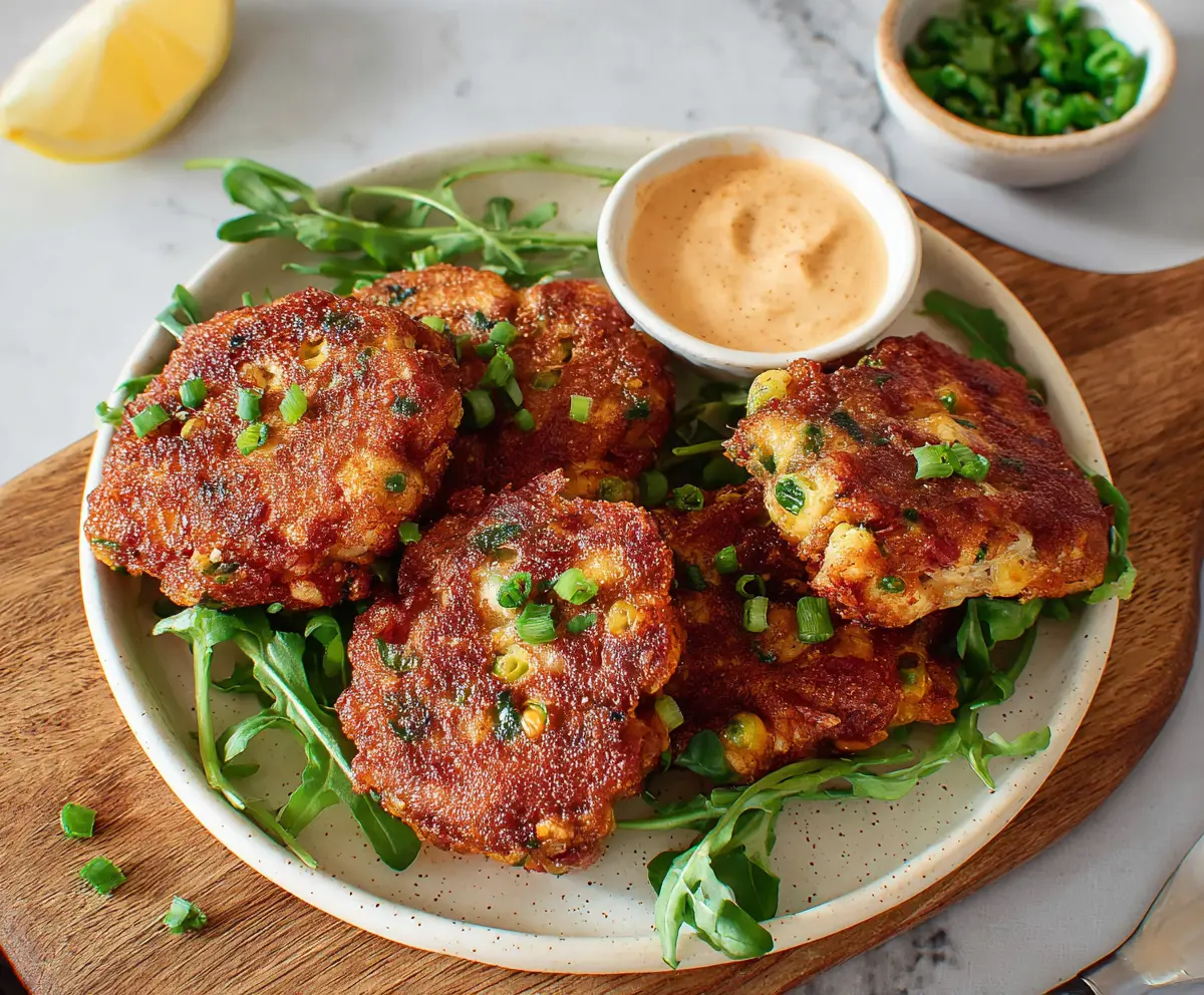 Delicious crispy Corned Beef Fritters served with dipping sauce, perfect for snack time.
