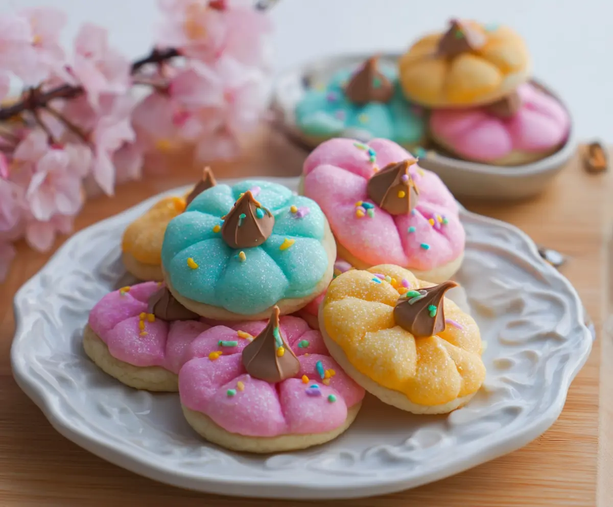 Delicious Easter Blossom Cookies decorated with colorful icing and floral designs, perfect for holiday celebrations.