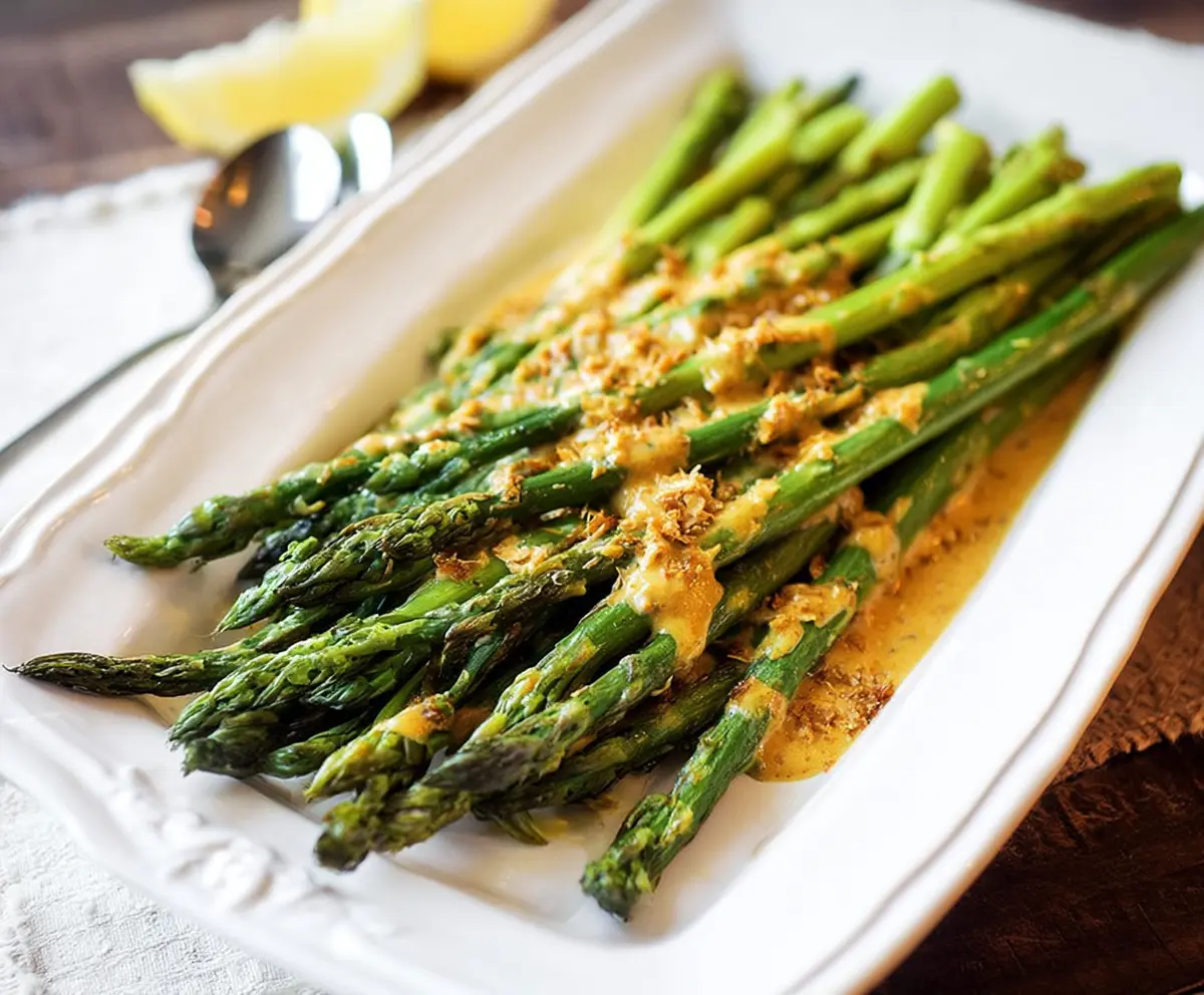 Delicious honey mustard glazed asparagus, perfect for healthy dining and easy to prepare.