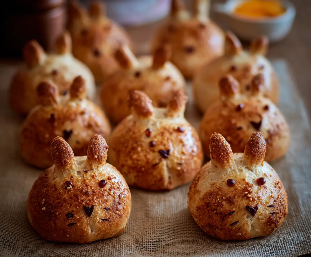 Delicious Hot Cross Bunny Rolls with sweet cross decoration on soft bread.