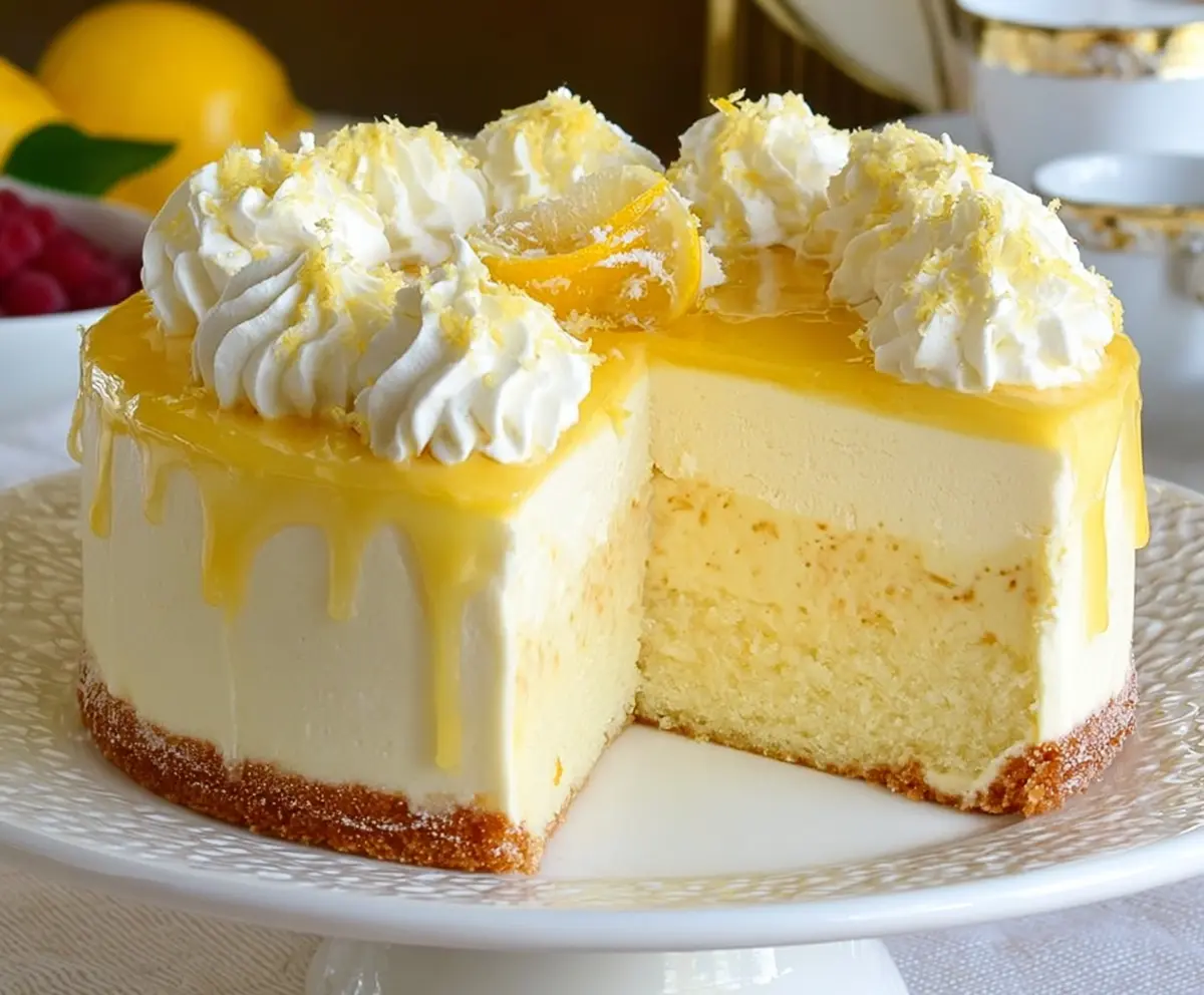 Delicious Lemon Mousse Cake with a light, fluffy texture and fresh lemon zest topping