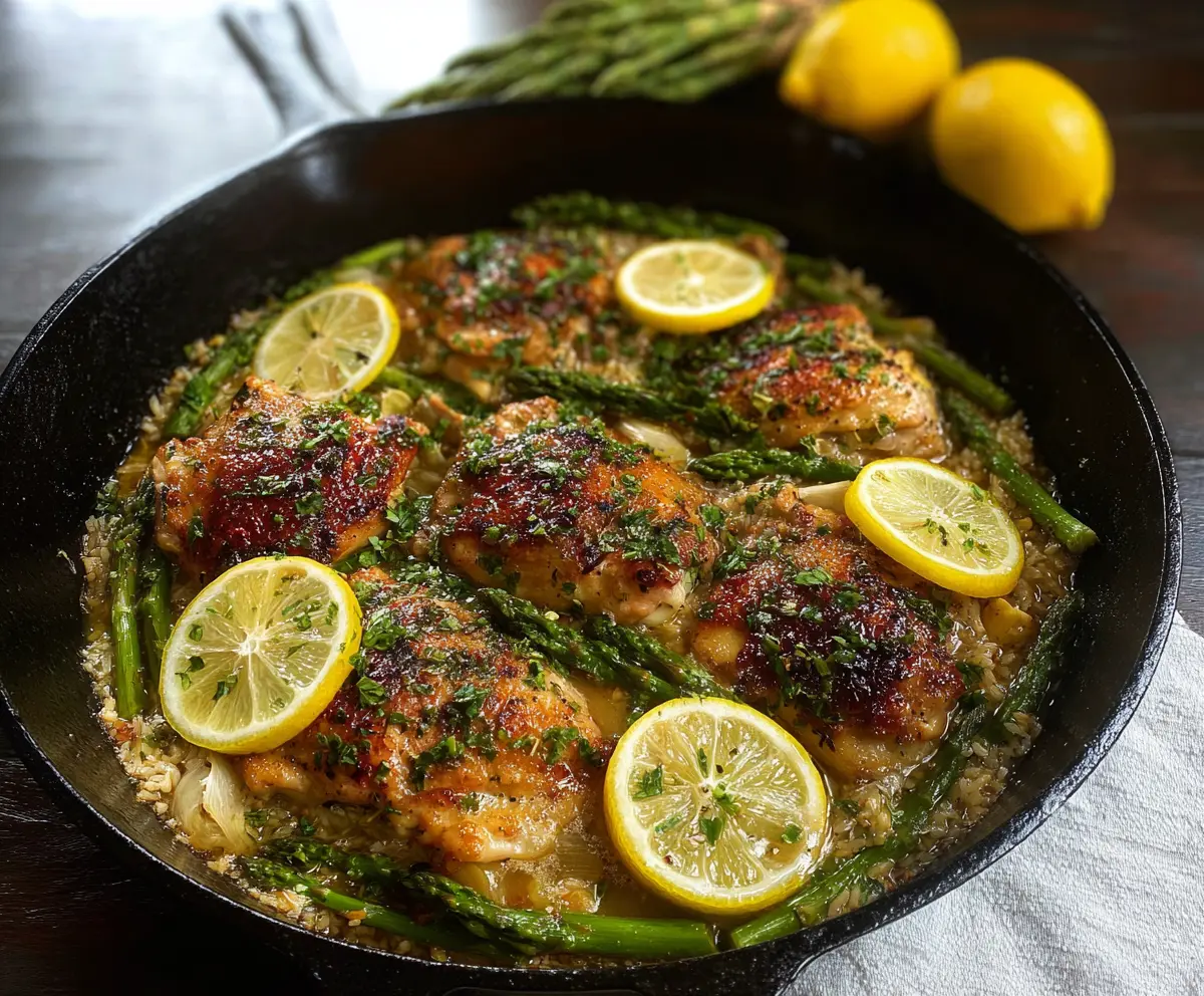 Delicious One Pan Lemon Herb Chicken with Asparagus, a healthy and easy-to-make meal.