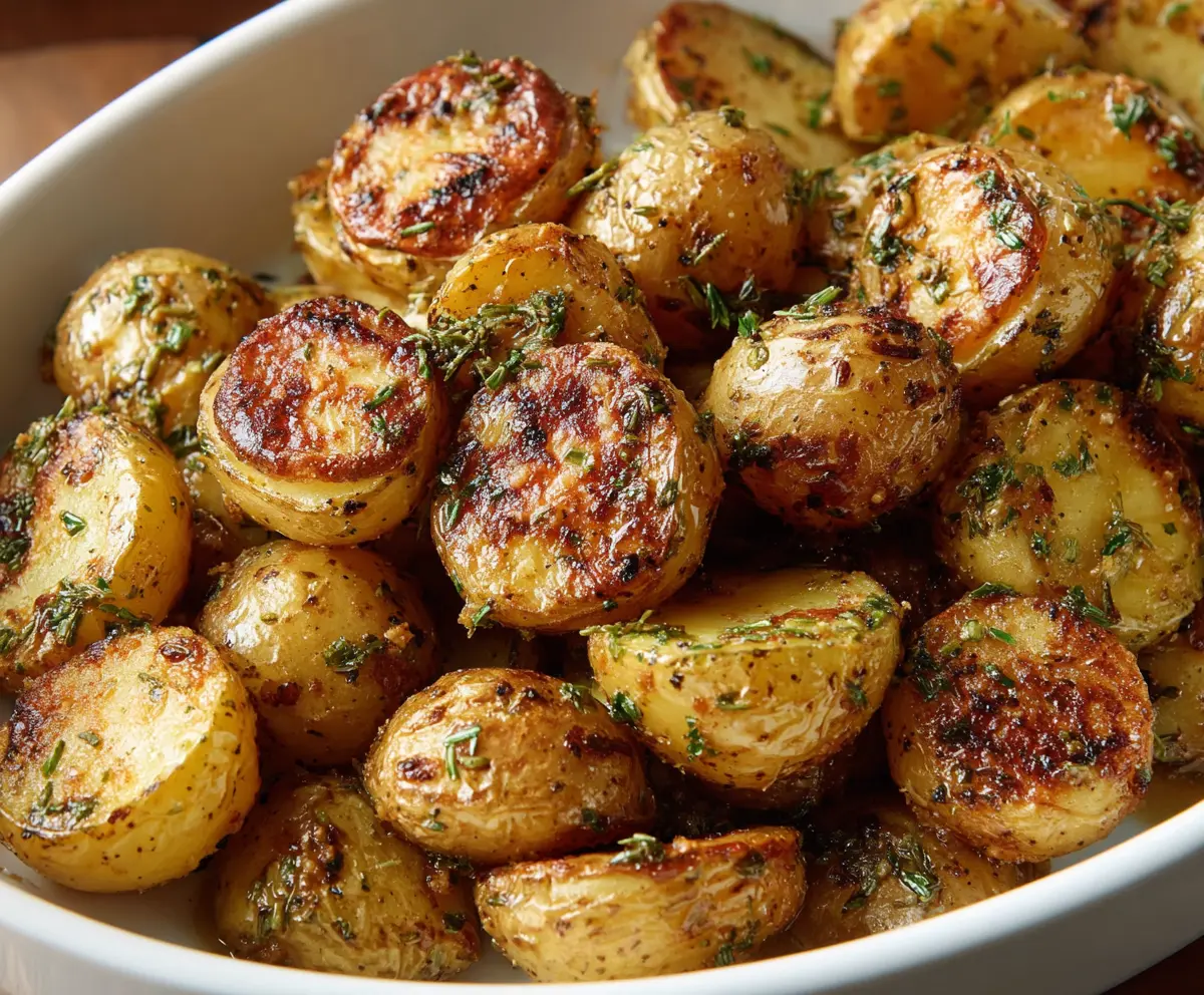 Golden crispy ranch seasoned potatoes served as a delicious side dish.