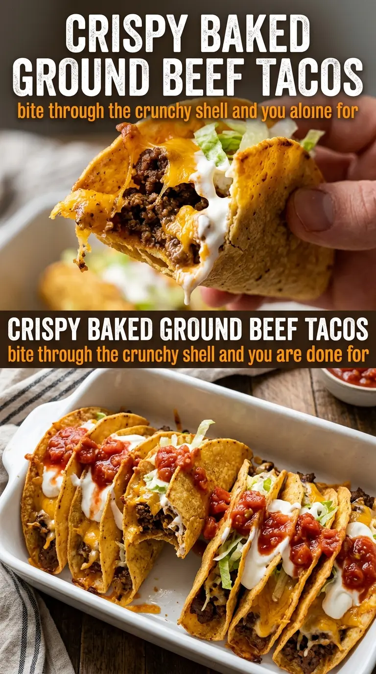 Crispy Baked Ground Beef Tacos golden crispy shells