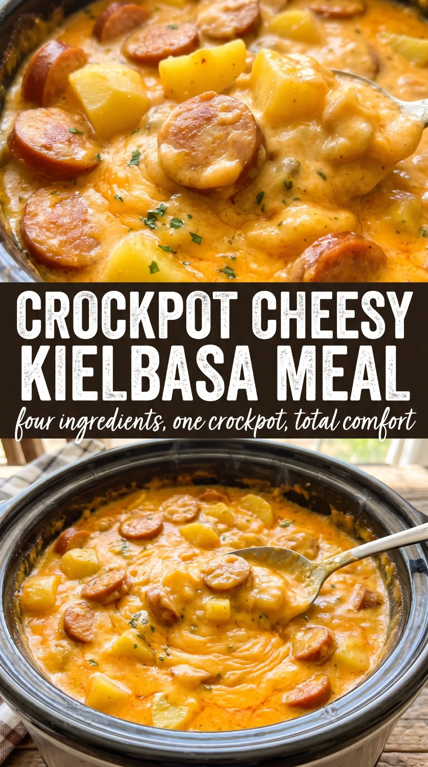 Crockpot Cheesy Kielbasa Meal cheesy creamy hearty