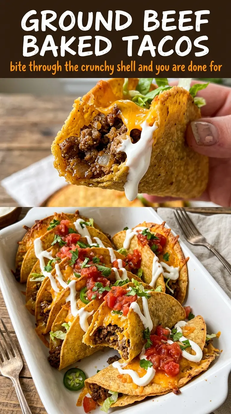 Ground Beef Baked Tacos crisp cheesy savory