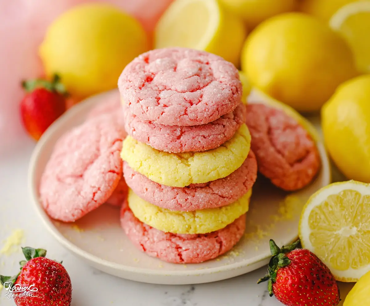 Delicious Strawberry Lemonade Cookies with fresh strawberries and zesty lemon flavor.