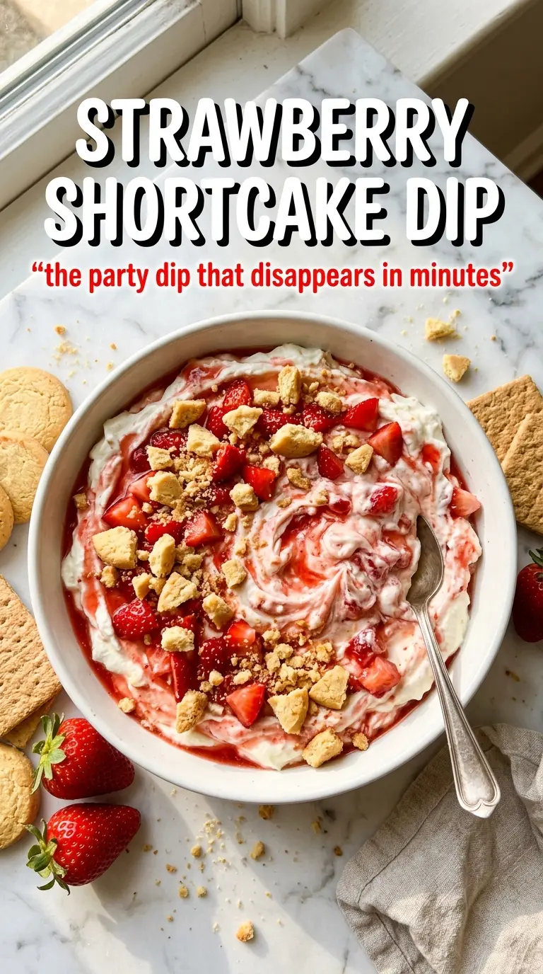 Strawberry Shortcake Dip creamy strawberry no-bake dessert