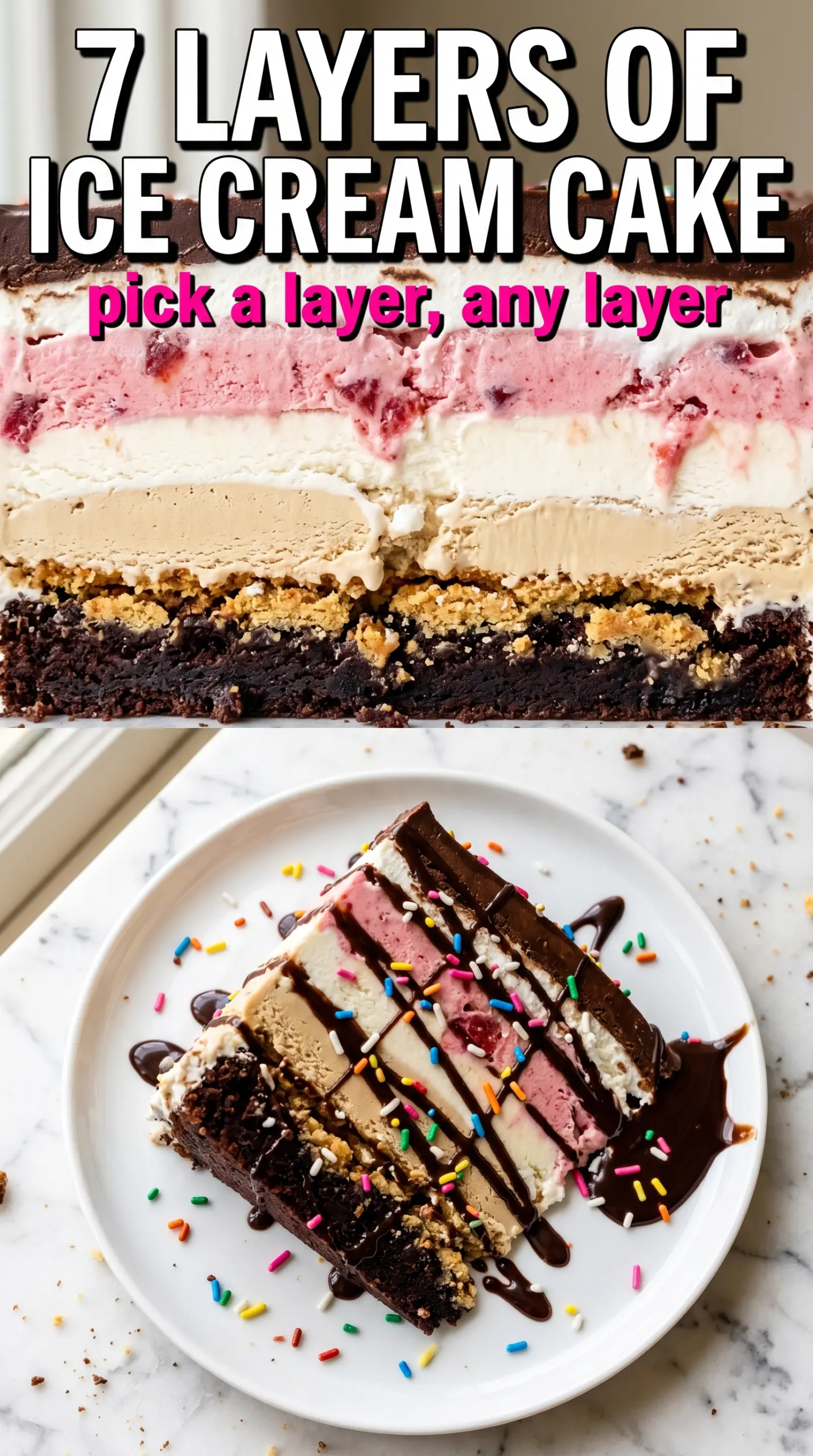 7-Layer Ice Cream Cake colorful layered frozen dessert