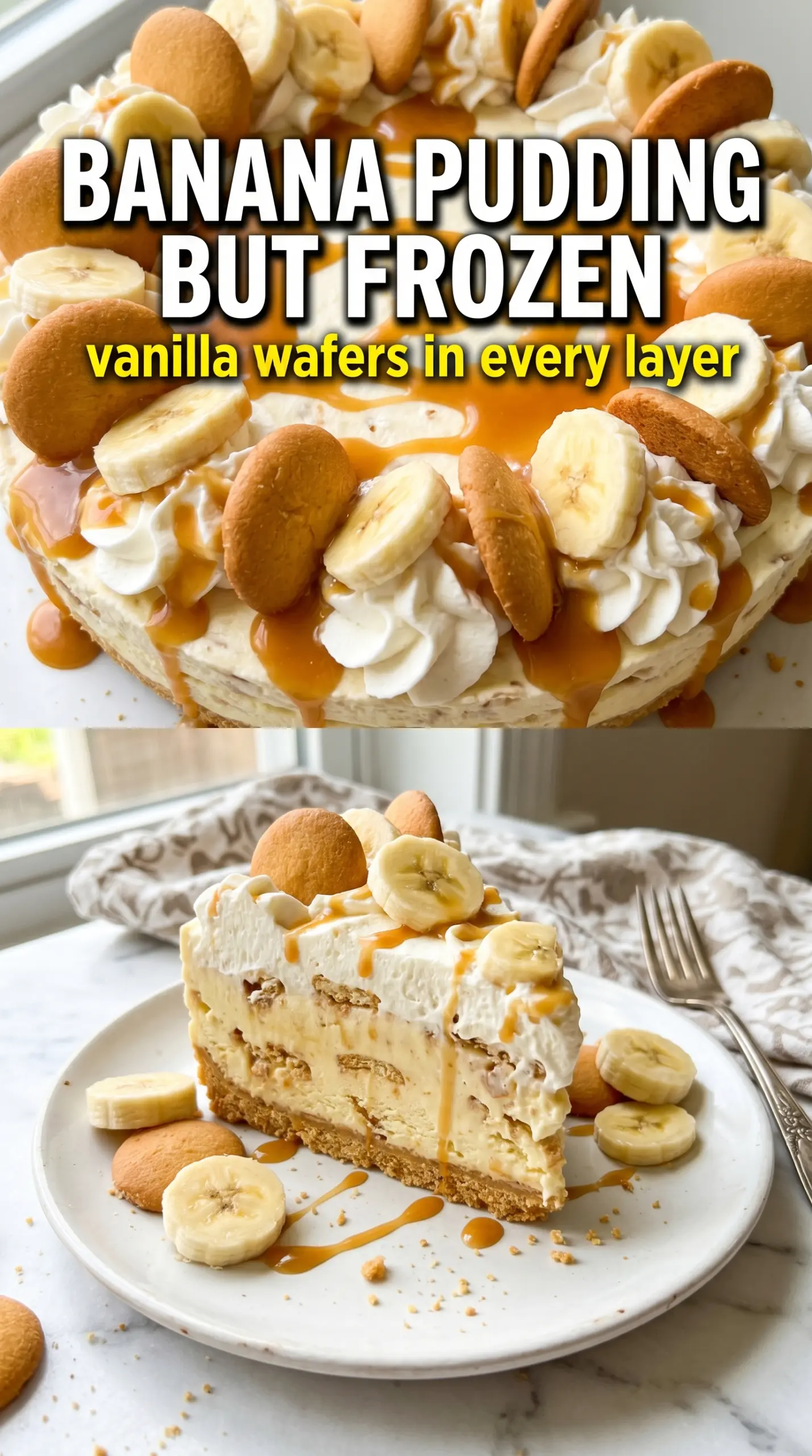 Slice of ice cream cake on a plate