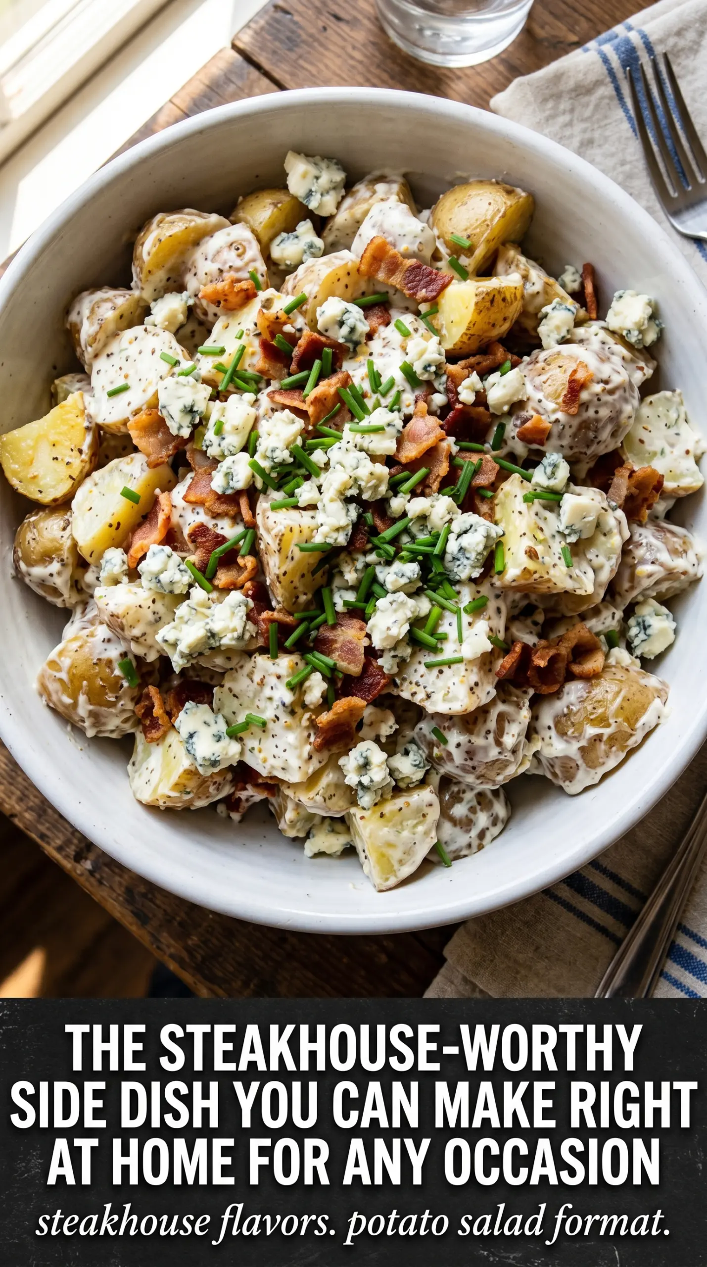 Blue Cheese and Bacon Potato Salad creamy tangy