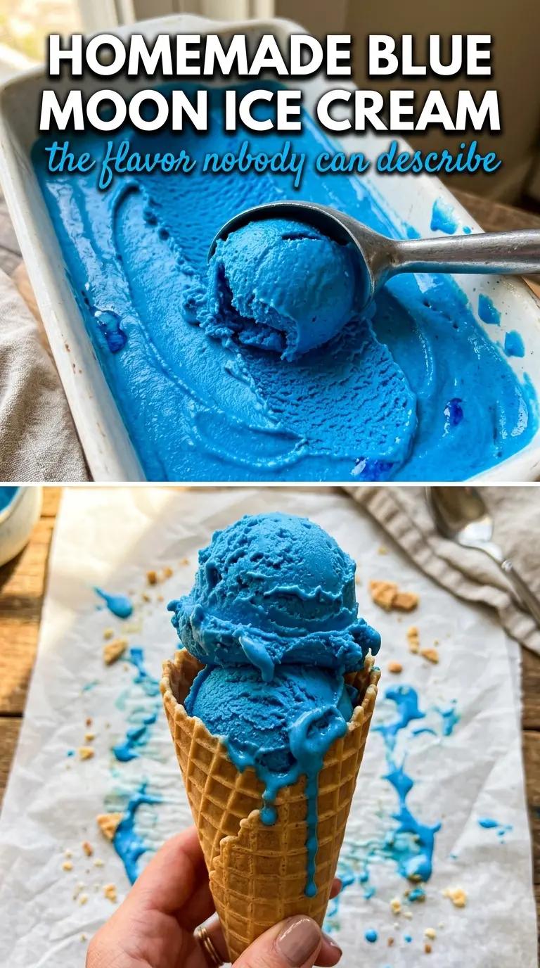 Blue Moon ice cream electric blue almond vanilla