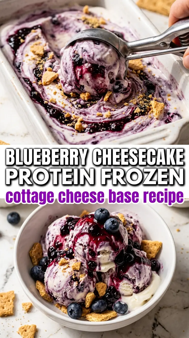Blueberry cheesecake cottage cheese ice cream creamy purple swirl