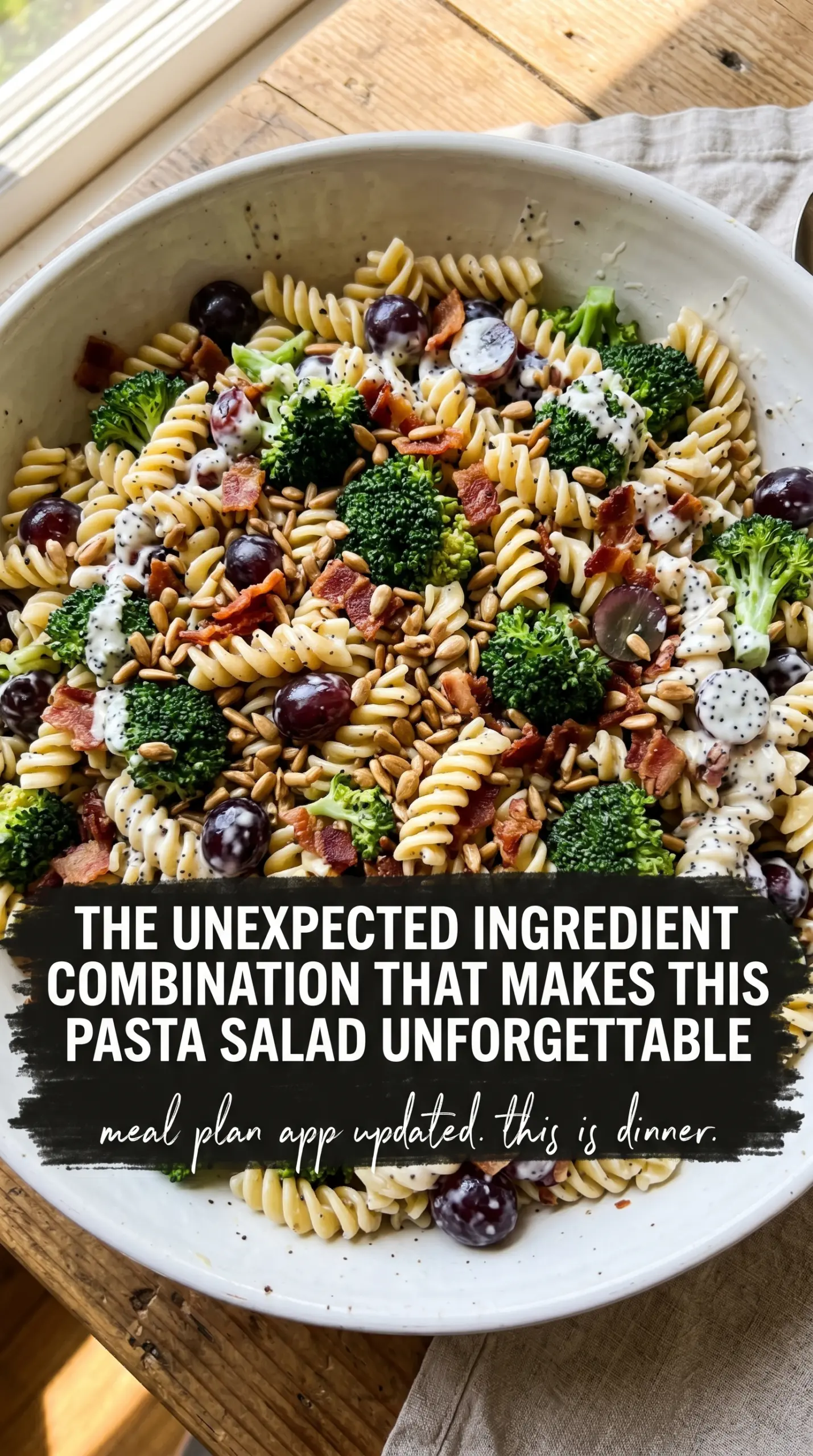 Broccoli, Grape, and Pasta Salad colorful creamy