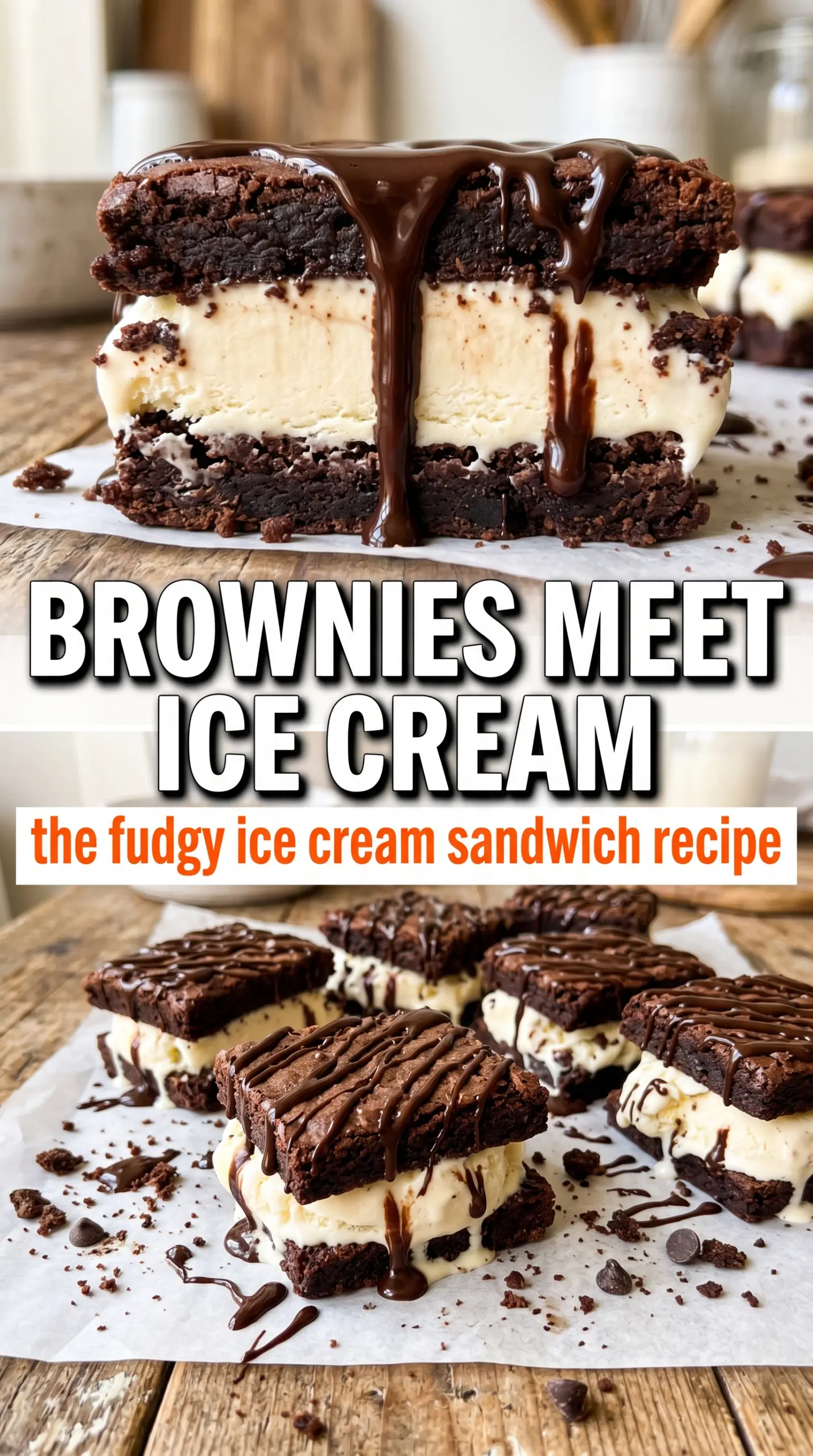 Brownie Ice Cream Sandwiches fudgy chocolate creamy