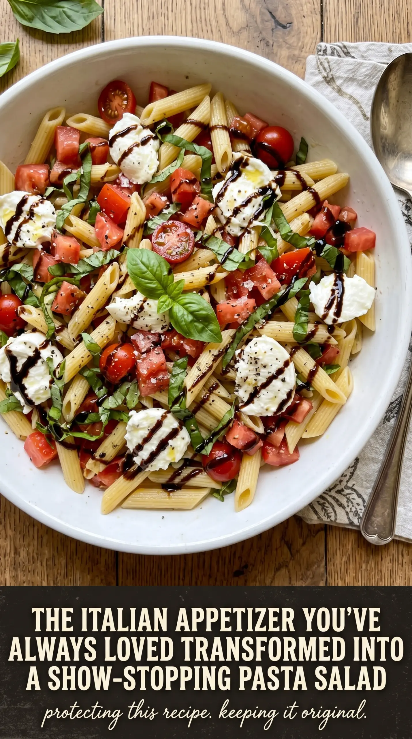 Bruschetta Pasta Salad fresh basil tomato garlic