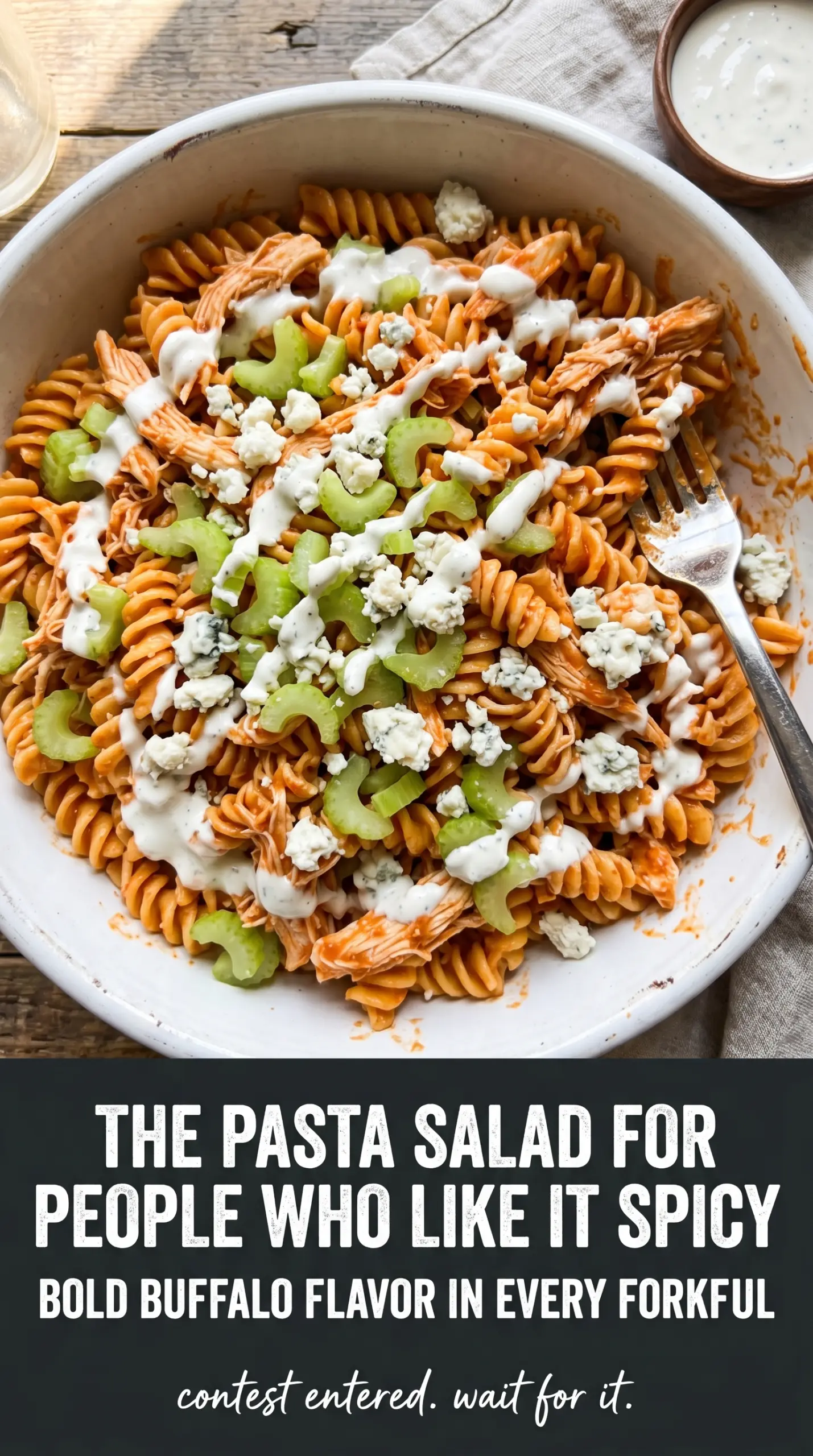 Buffalo Chicken Pasta Salad creamy spicy