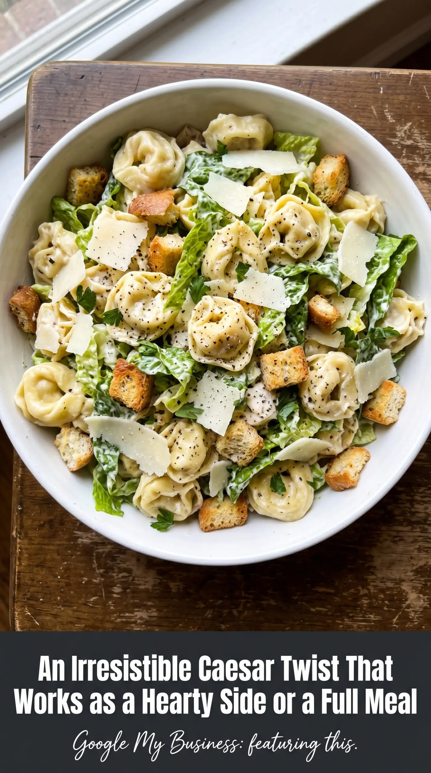 Cheese Tortellini Caesar Pasta Salad creamy crisp elegant