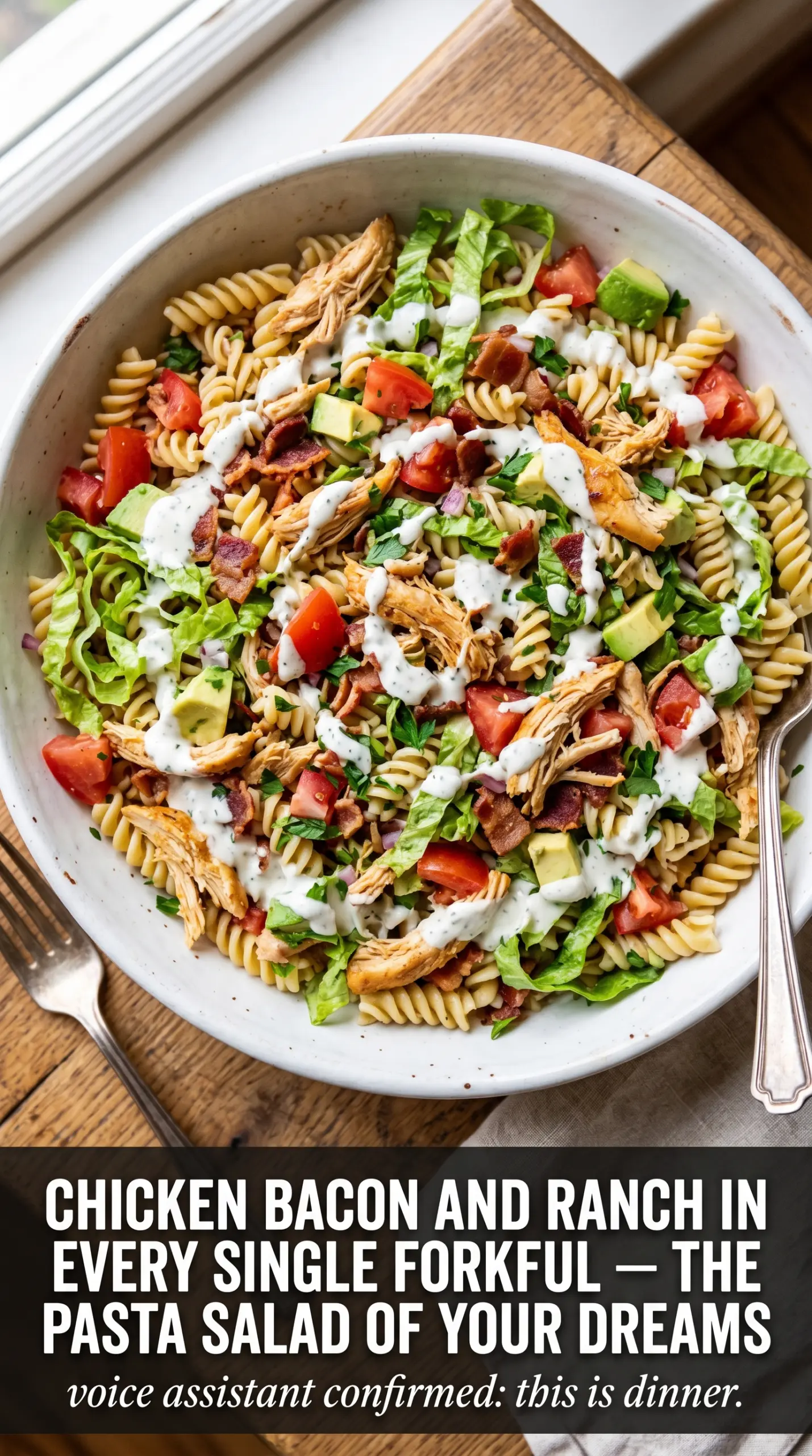 Chicken Club Pasta Salad creamy bacon ranch
