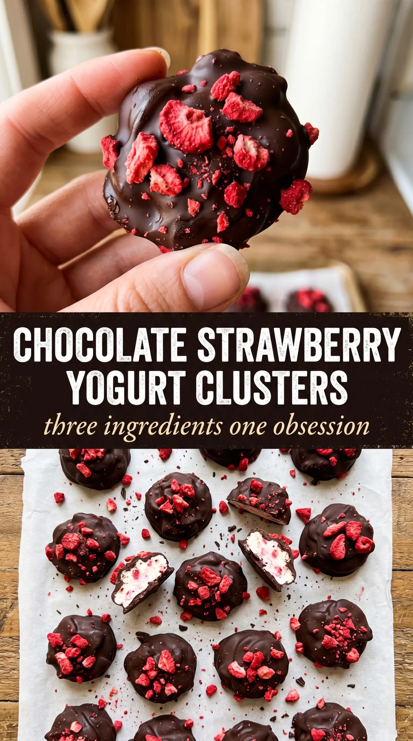 Chocolate Strawberry Yogurt Clusters creamy strawberry chocolate