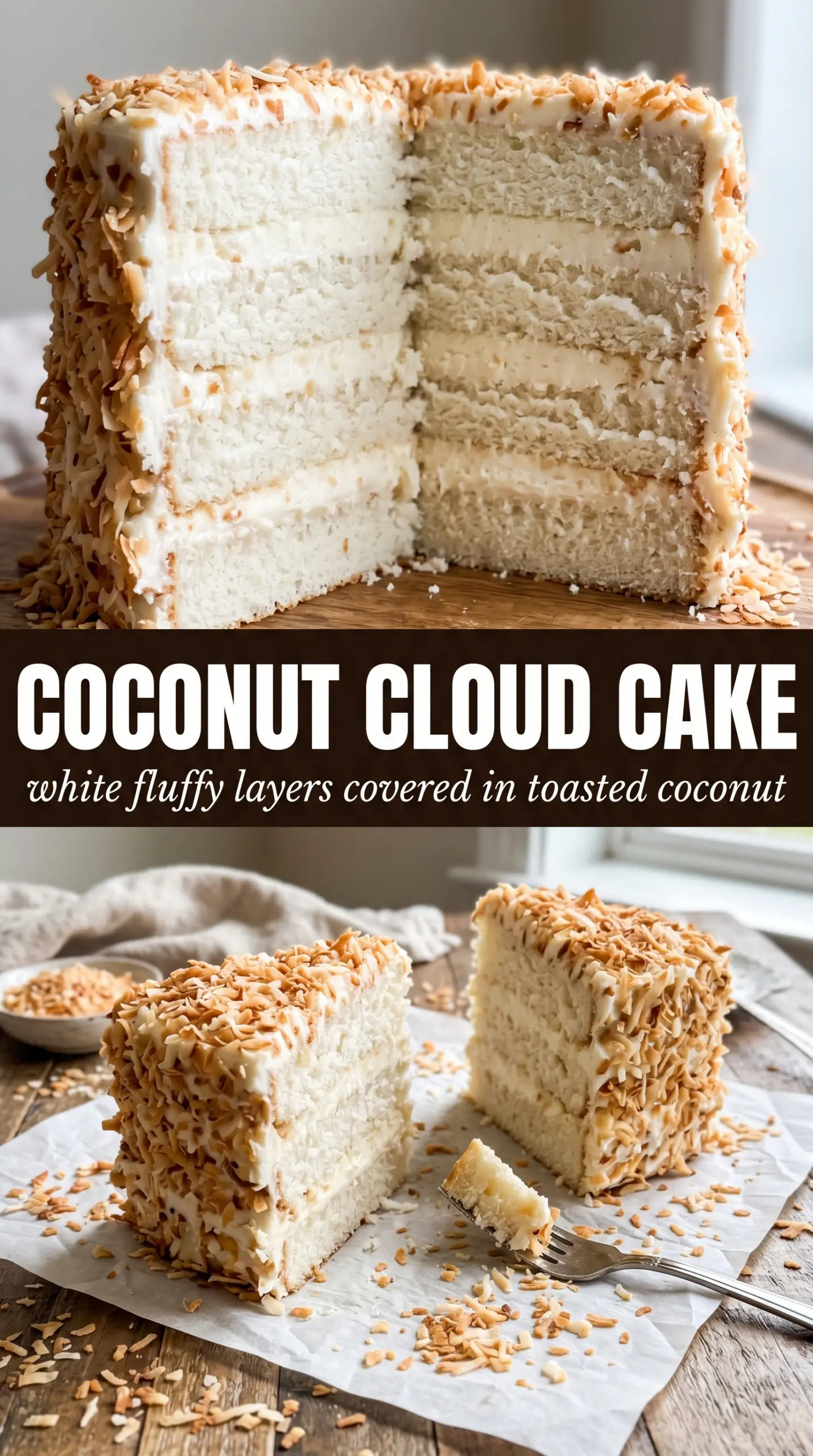 Coconut Cloud Cake fluffy toasted coconut